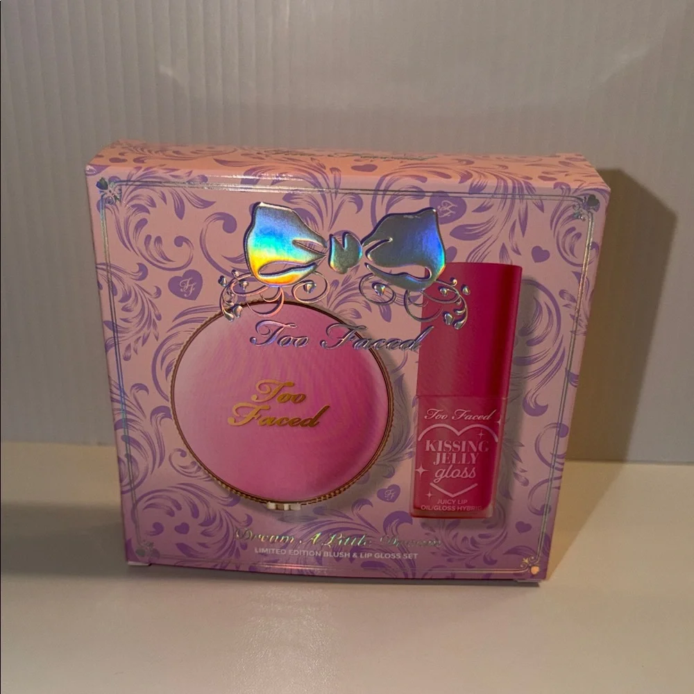 Too Faced dream a little dream blush and lip gloss set NEW